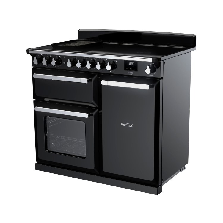Rangemaster Estel Deluxe 100cm Induction Range Cooker - Gloss Black + Chrome - Image 2