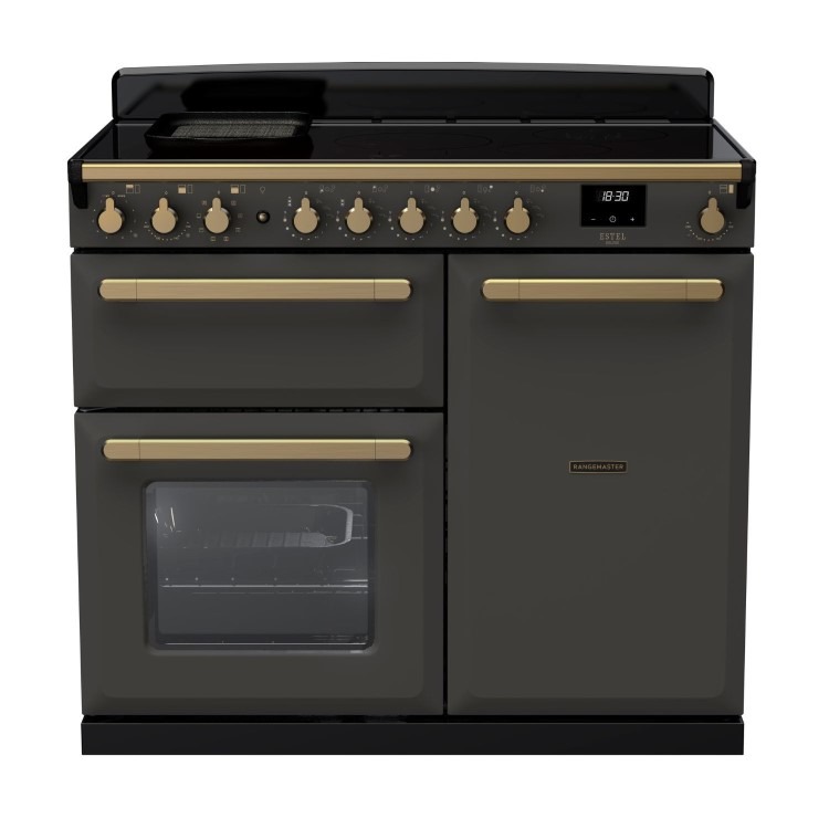Rangemaster Estel Deluxe 100cm Induction Range Cooker - Slate + Brass