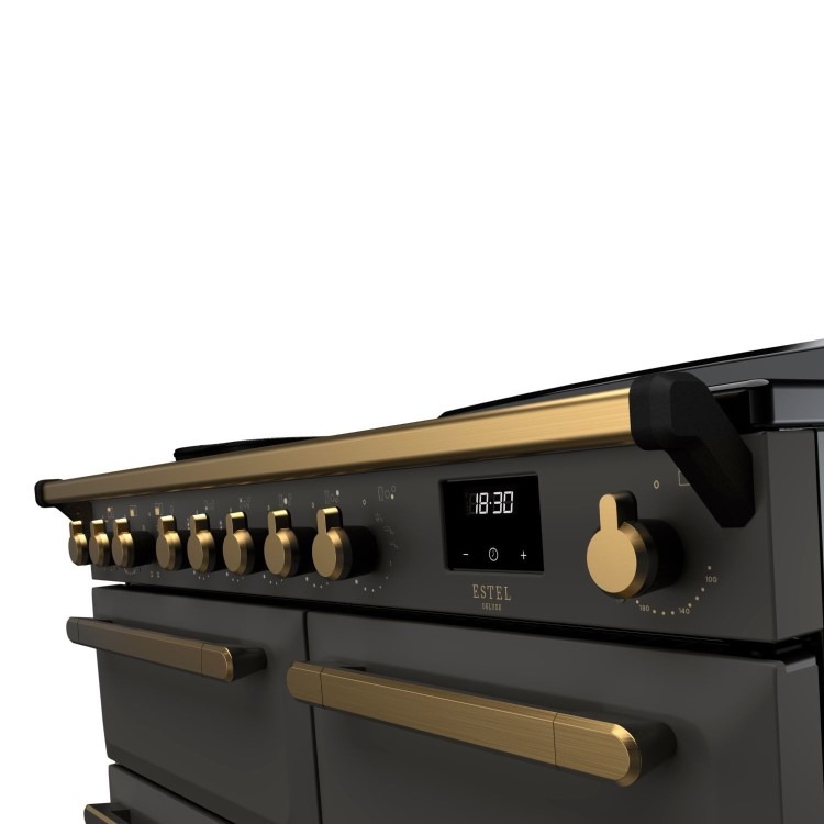 Rangemaster Estel Deluxe 100cm Induction Range Cooker - Slate + Brass - Image 3