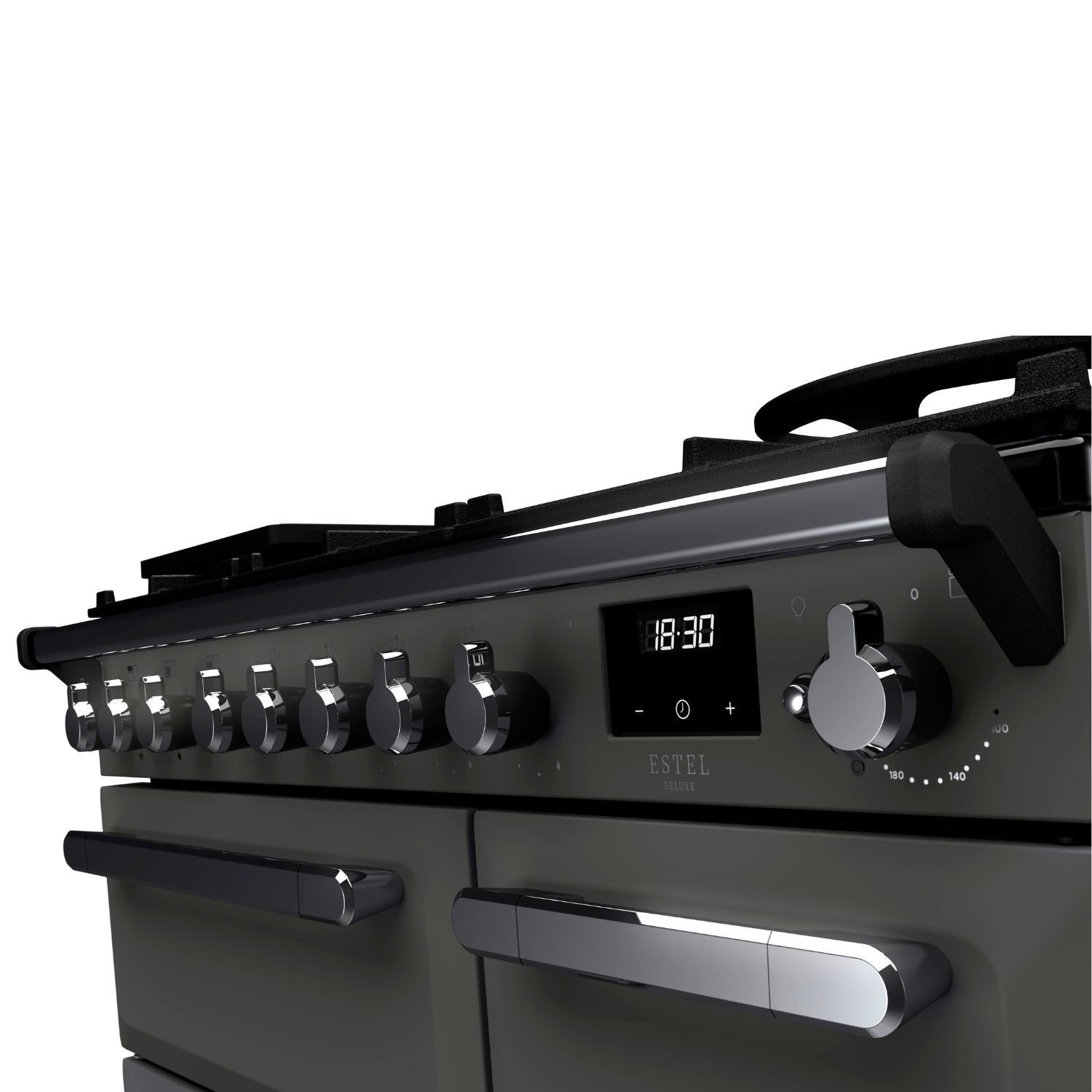 Rangemaster Estel Deluxe 90cm Dual Fuel Range Cooker - Slate + Chrome - Image 4