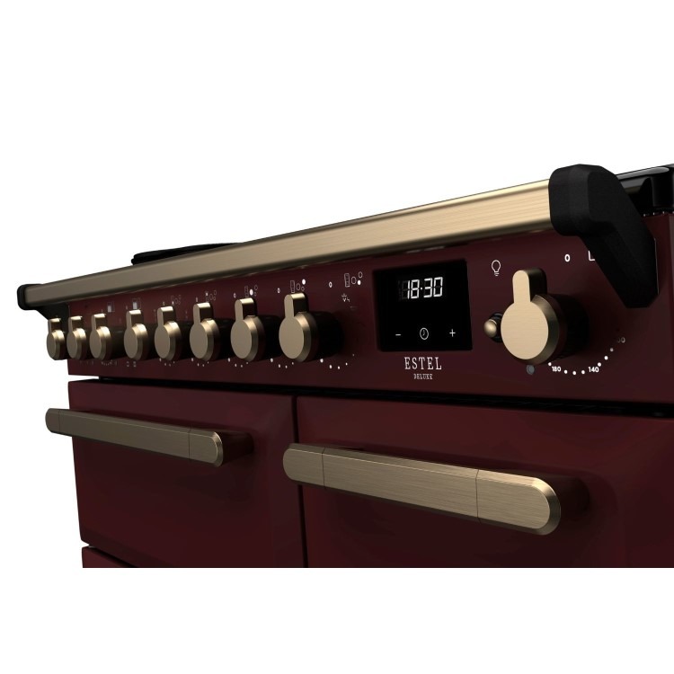 Rangemaster Estel Deluxe 90cm Induction Range Cooker - Bordeaux + Brass - Image 3