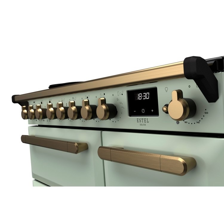 Rangemaster Estel Deluxe 90cm Induction Range Cooker - Mint + Brass - Image 2