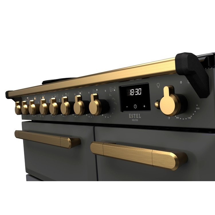 Rangemaster Estel Deluxe 90cm Induction Range Cooker - Slate + Brass - Image 3