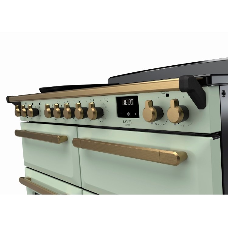 Rangemaster Estel Deluxe 110cm Induction Range Cooker - Mint + Brass - Image 2