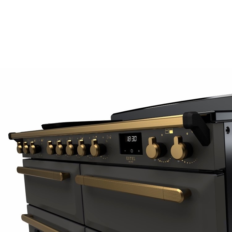 Rangemaster Estel Deluxe 110cm Induction Range Cooker - Slate + Brass - Image 3