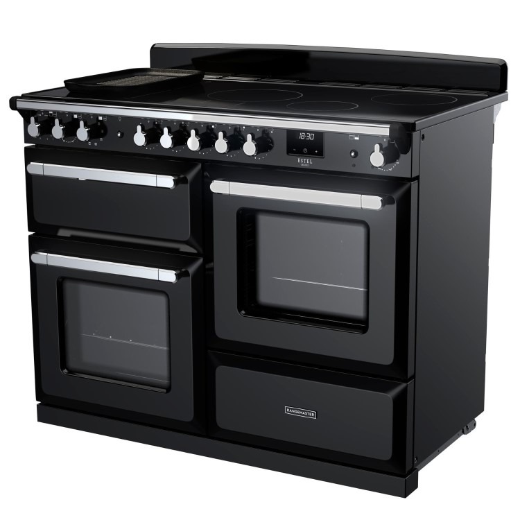 Rangemaster Estel Deluxe 110cm Induction Range Cooker - Gloss Black + Chrome - Image 2