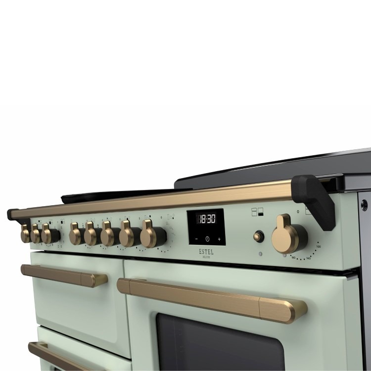 Rangemaster Estel Deluxe 110cm Induction Range Cooker - Mint + Brass - Image 3