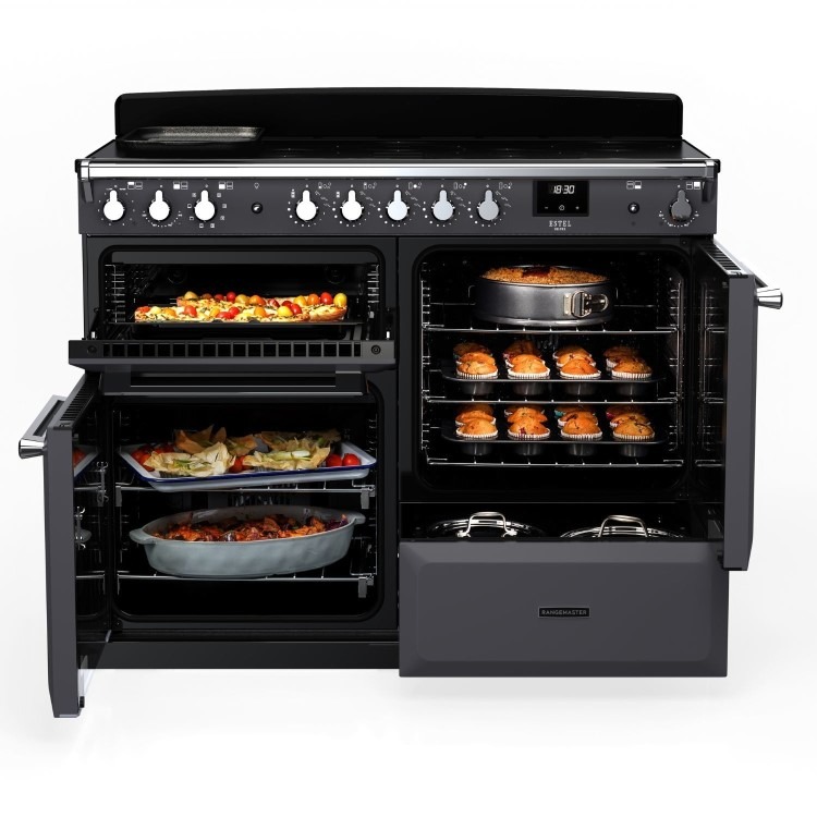 Rangemaster Estel Deluxe 110cm Induction Range Cooker - Slate + Chrome - Image 8