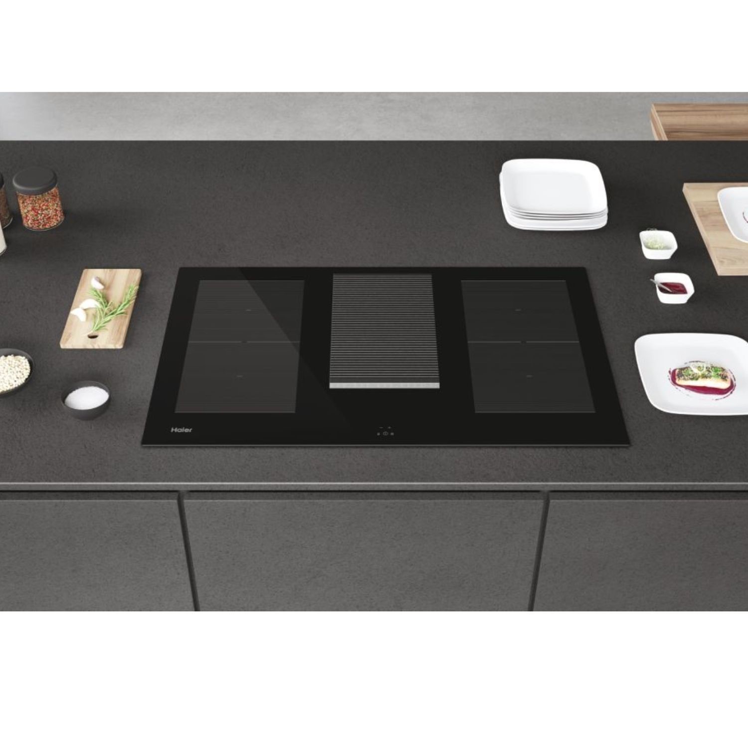 Refurbished Haier Series 6 HAIH8IFMCF 83cm Venting Induction Hob Black - Image 4