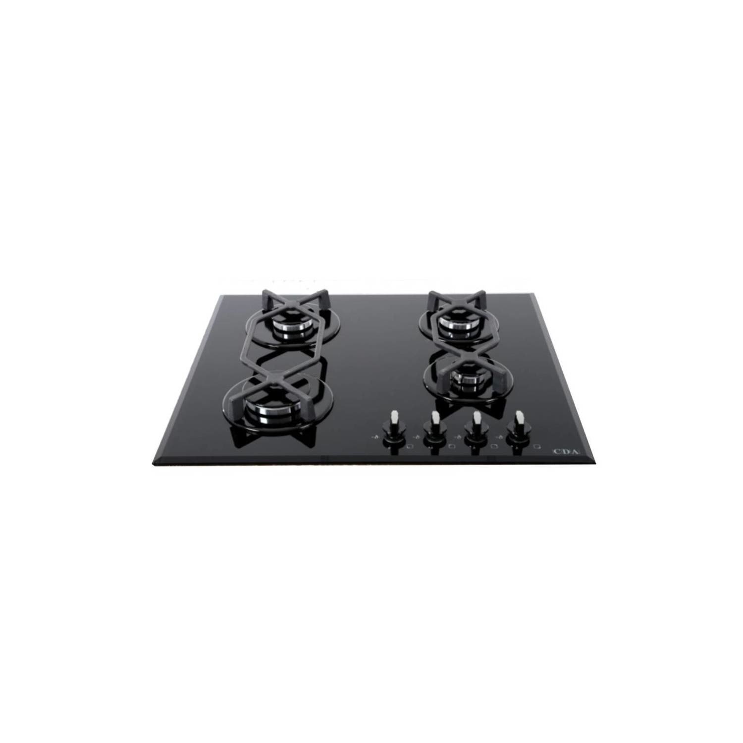 CDA 60cm Gas on Glass 4 Burner Gas Hob - Black - Image 2