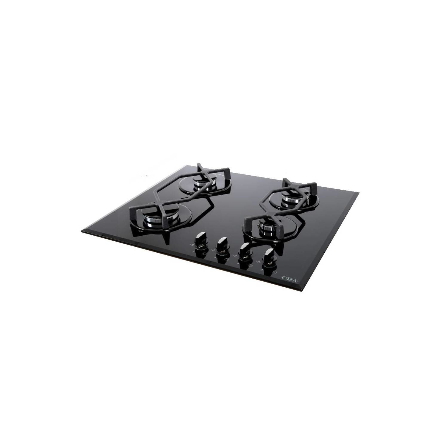 CDA 60cm Gas on Glass 4 Burner Gas Hob - Black - Image 3