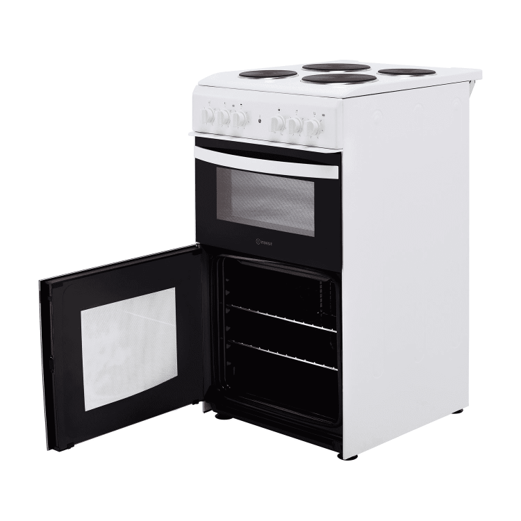 Indesit 50cm Double Cavity Electric Cooker with Sealed Plate Hob - White - Image 3