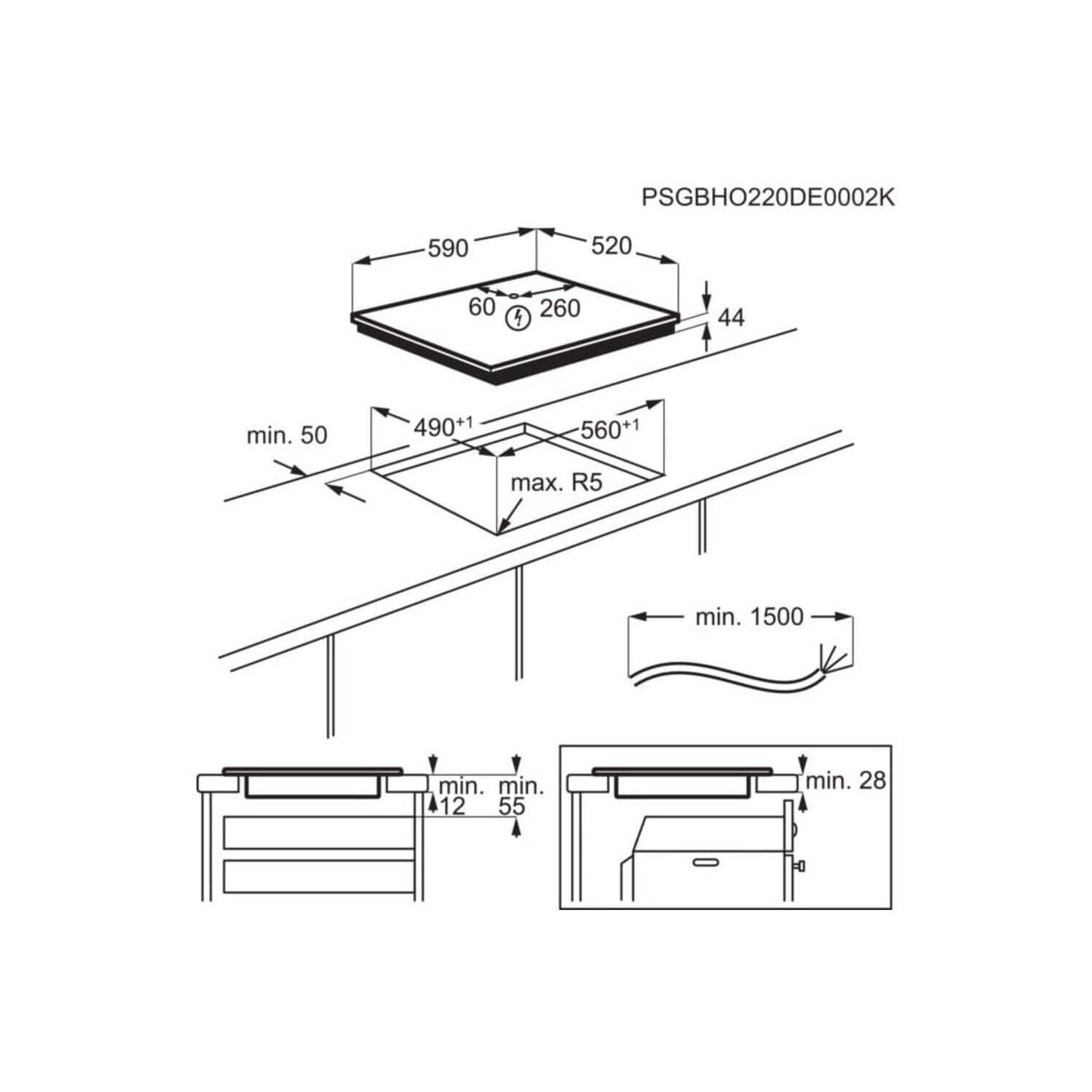 AEG 6000 Series 59cm 4 Zone Induction Hob with Bridge Zone - Image 2