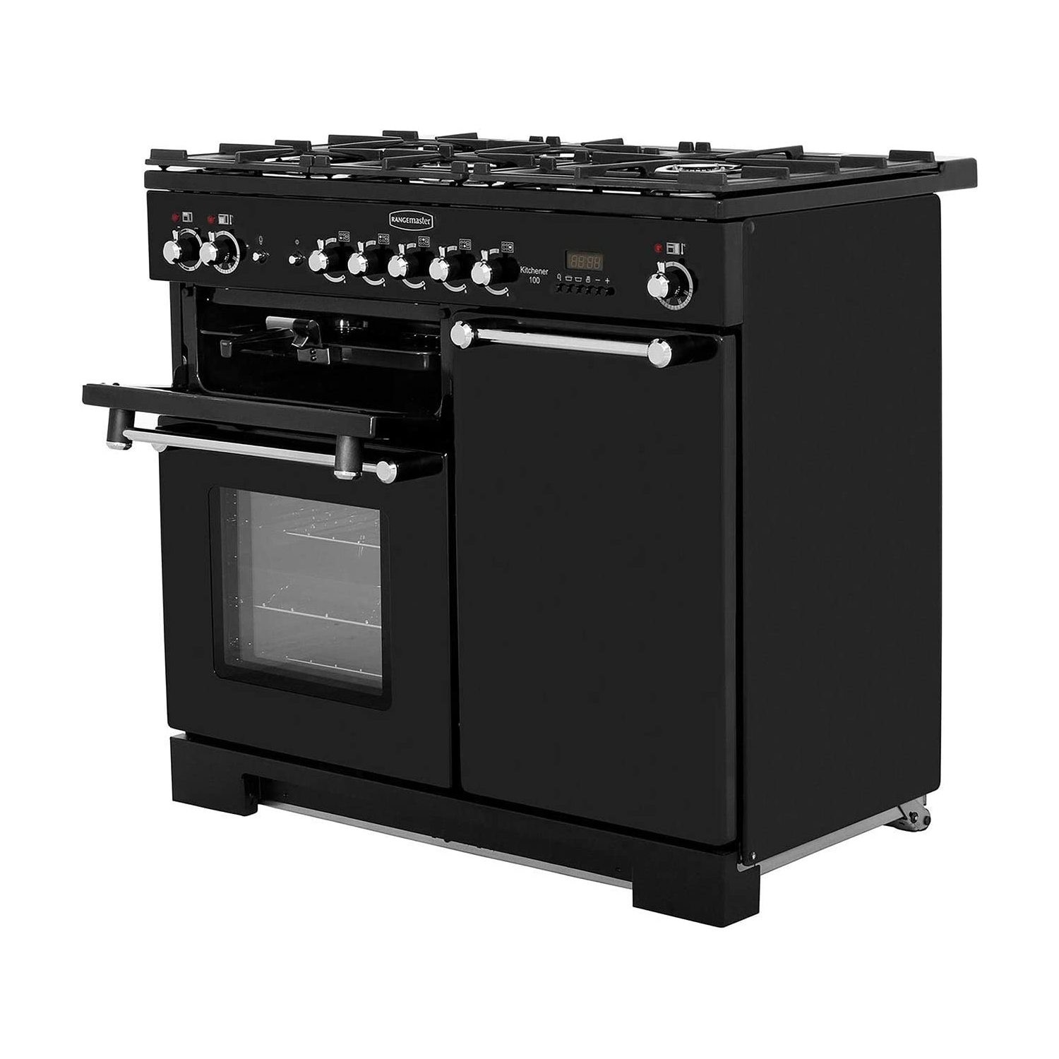 Rangemaster Kitchener 100cm Dual Fuel Range Cooker - Black - Image 6