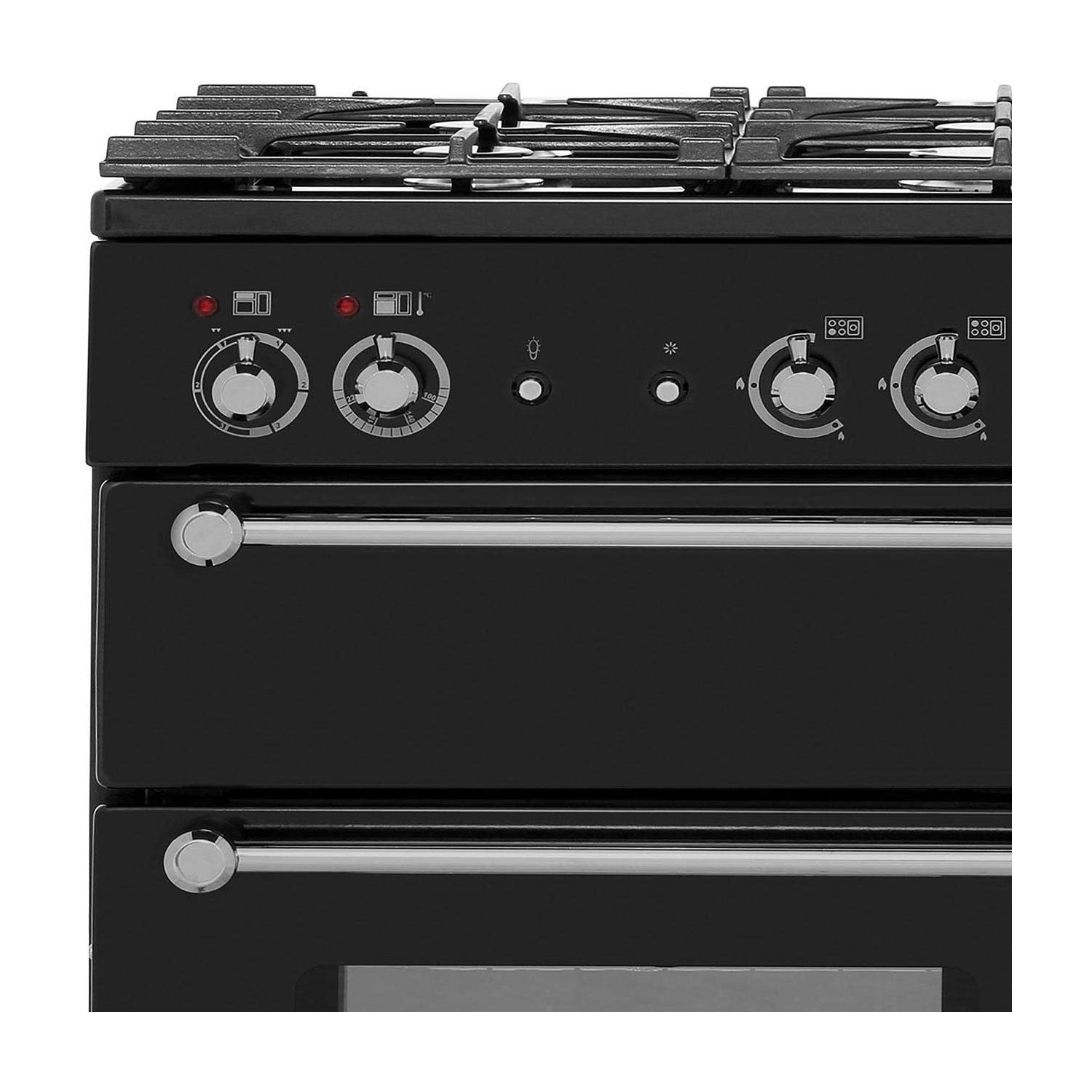 Rangemaster Kitchener 100cm Dual Fuel Range Cooker - Black - Image 3