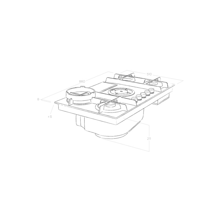 Elica NikolaTesla Flame 88cm Gas Venting Hob - Recirculation Only - Grey - Image 5