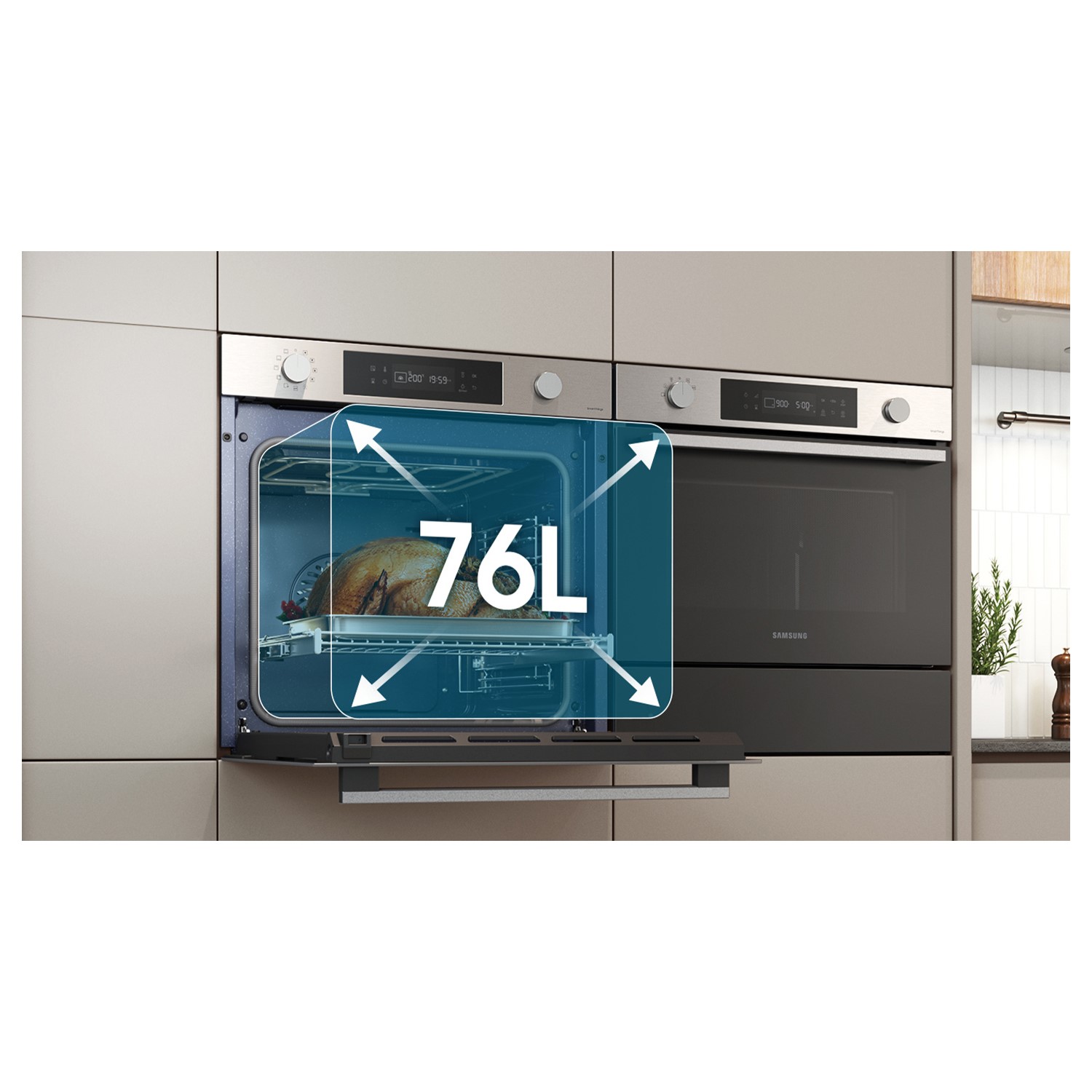 Refurbished Samsung Series 4 NV7B41307AS 60cm Single Built In Electric Oven Stainless Steel - Image 9