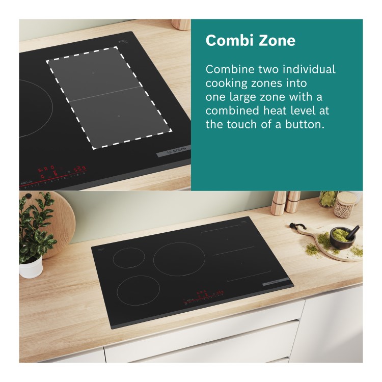 Bosch Series 4 80cm 4 Zone Venting Induction Hob with Combi Zone - Black - Image 5