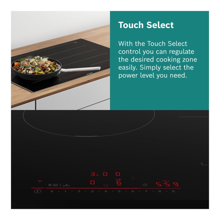 Bosch Series 4 80cm 4 Zone Venting Induction Hob with Combi Zone - Black - Image 6