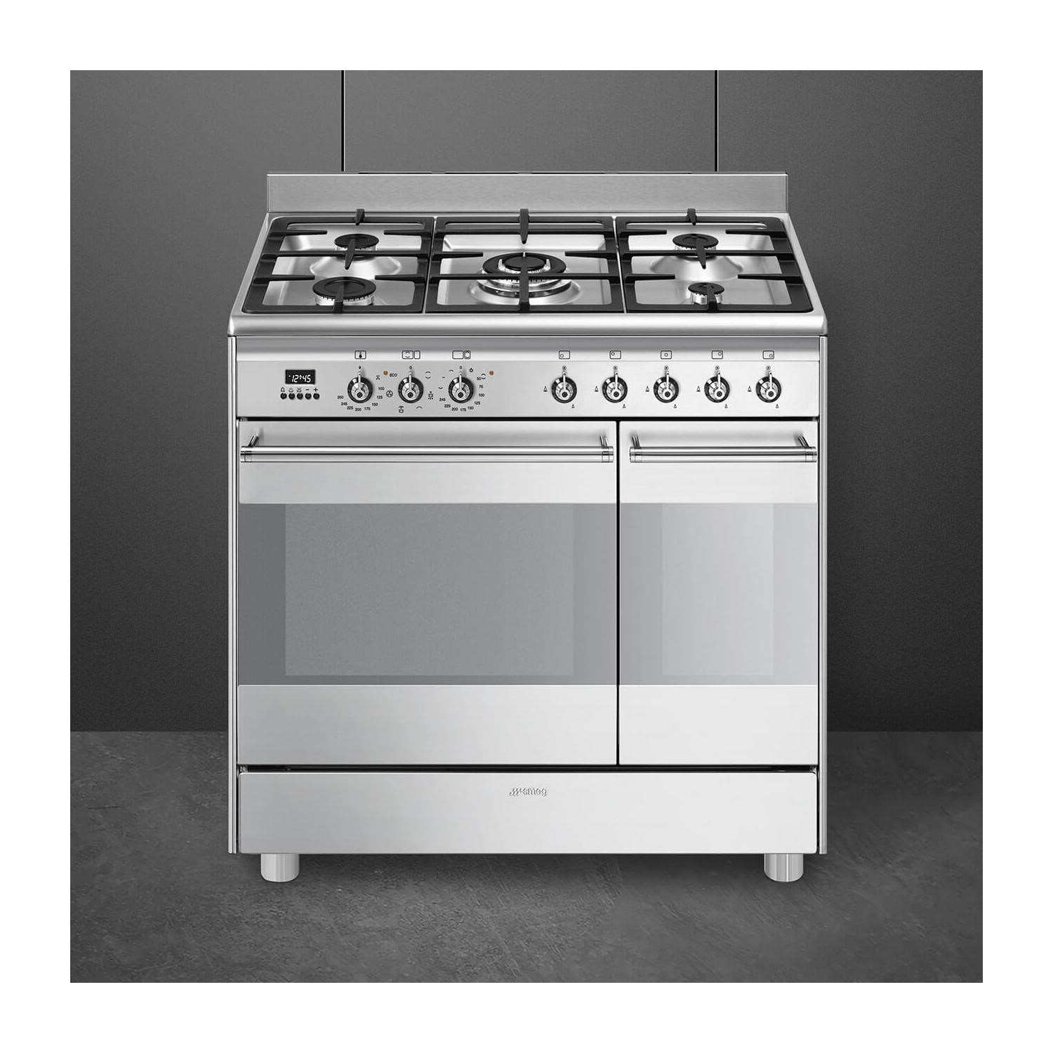 Smeg Concert 90cm Dual Fuel Double Oven Range Cooker - Stainless Steel - Image 6