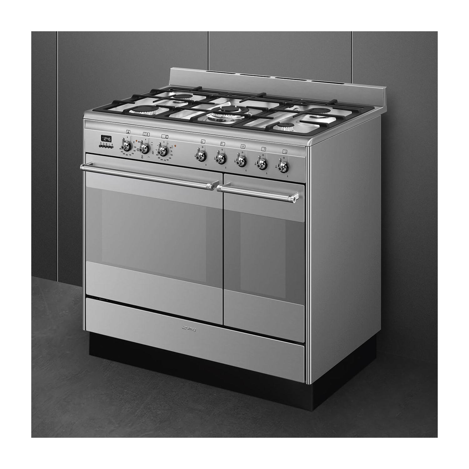 Smeg Concert 90cm Dual Fuel Double Oven Range Cooker - Stainless Steel - Image 5