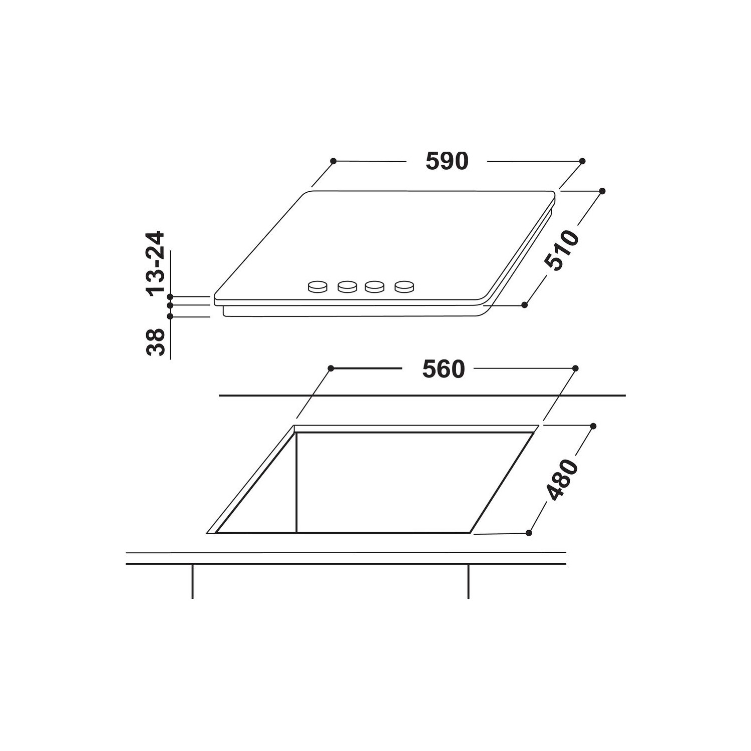 Indesit Aria 58cm 4 Burner Gas Hob with Wok Burner - Stainless Steel - Image 5
