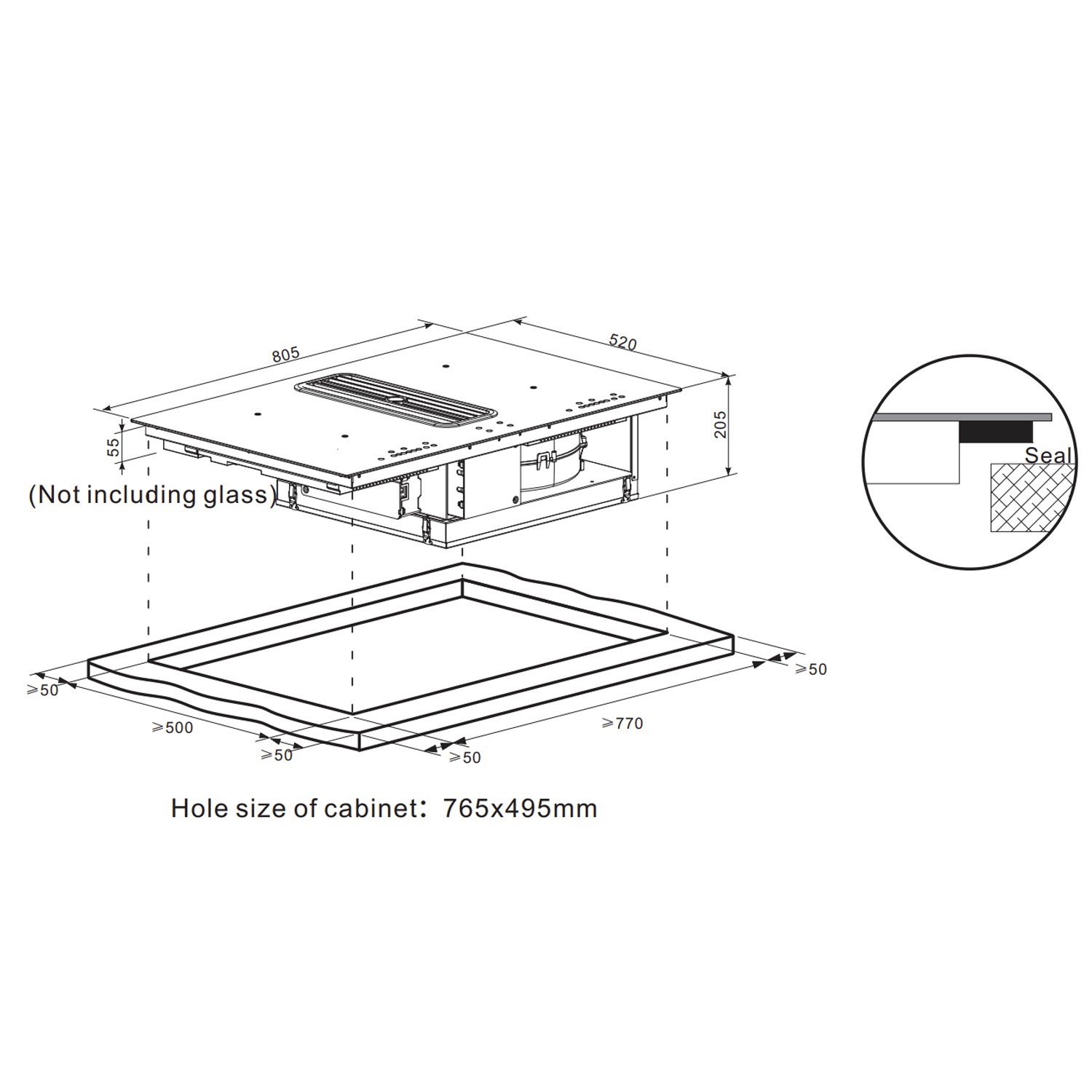 electriQ 80cm 4 Zone Venting Induction Hob with 2 Flex Zones - Image 5