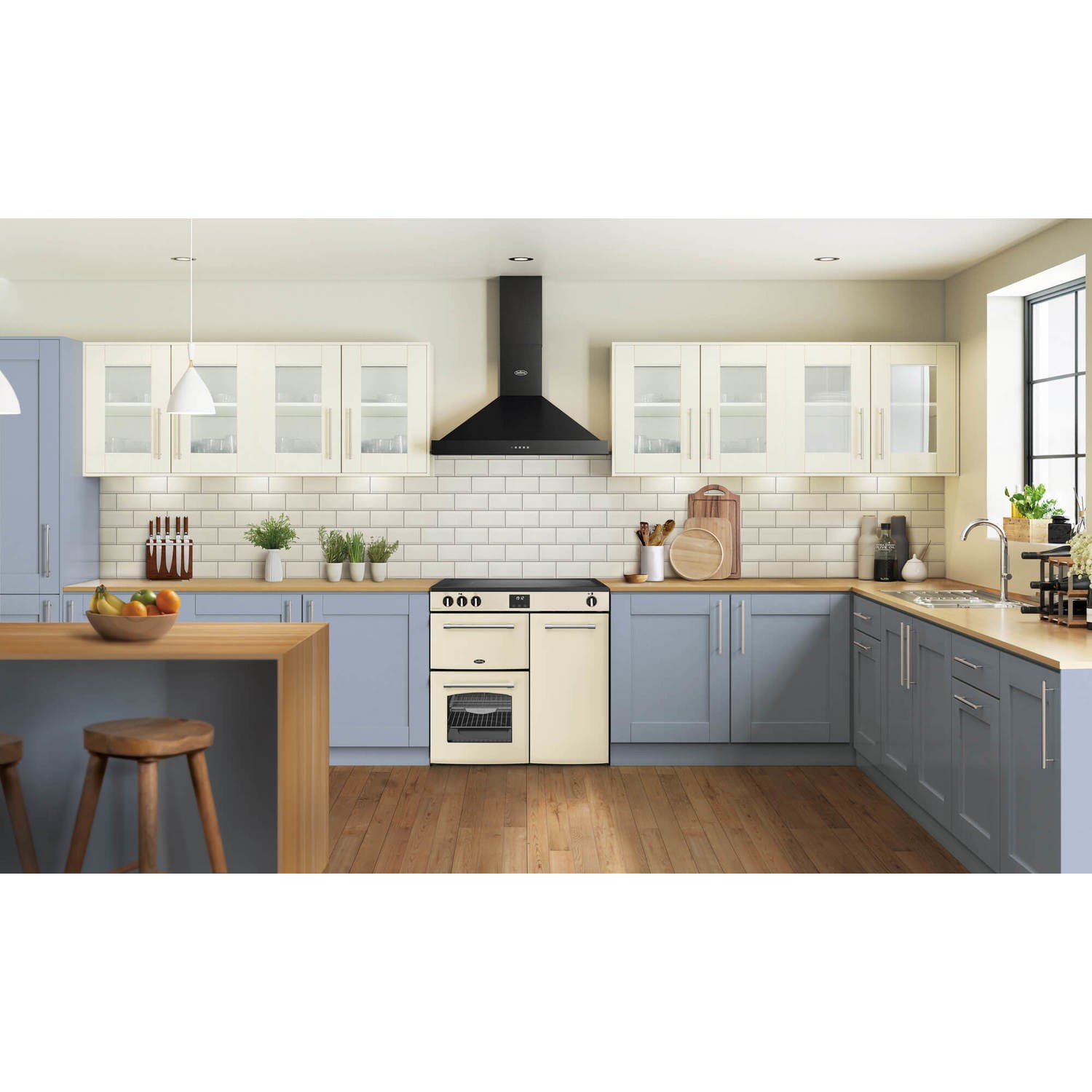 Belling Farmhouse 90cm Electric Induction Range Cooker - Cream - Image 9