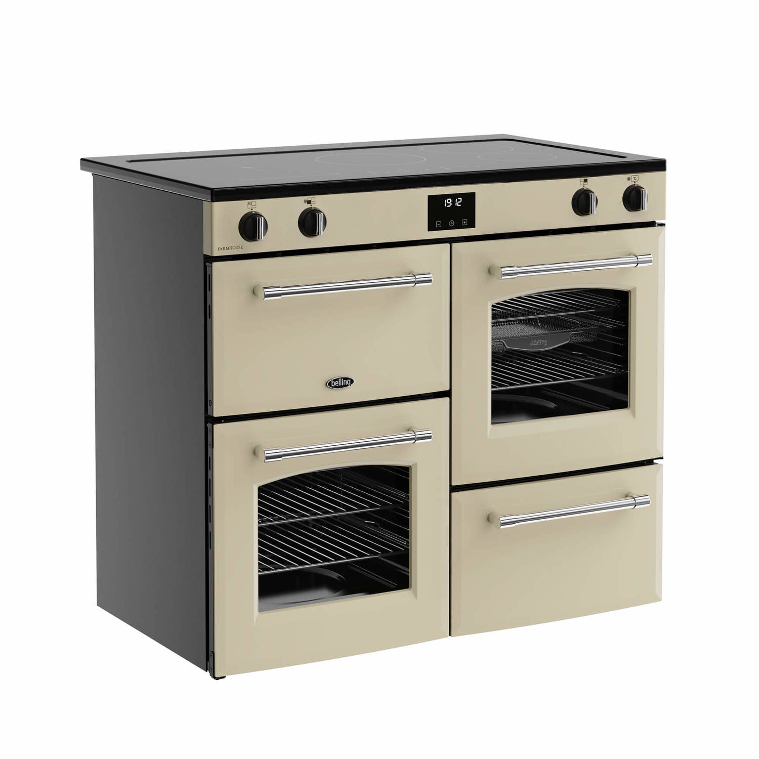 Belling Farmhouse 100cm Electric Induction Range Cooker - Cream - Image 2