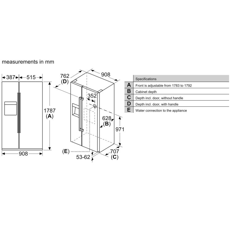 Refurbished Neff N70 KA3923IE0G Freestanding 533 Litre American Frost Free Fridge Freezer With Ice & Water Dispenser Stainless Steel - Image 8