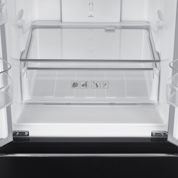 electriQ 320 Litre French Style American Fridge Freezer - Black Glass - Image 6