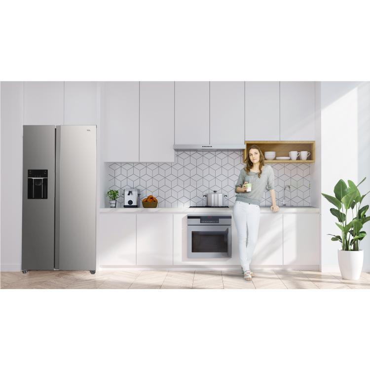 TCL 513 Litre Side-By-Side American Fridge Freezer with Water Dispenser - Stainless Steel - Image 2