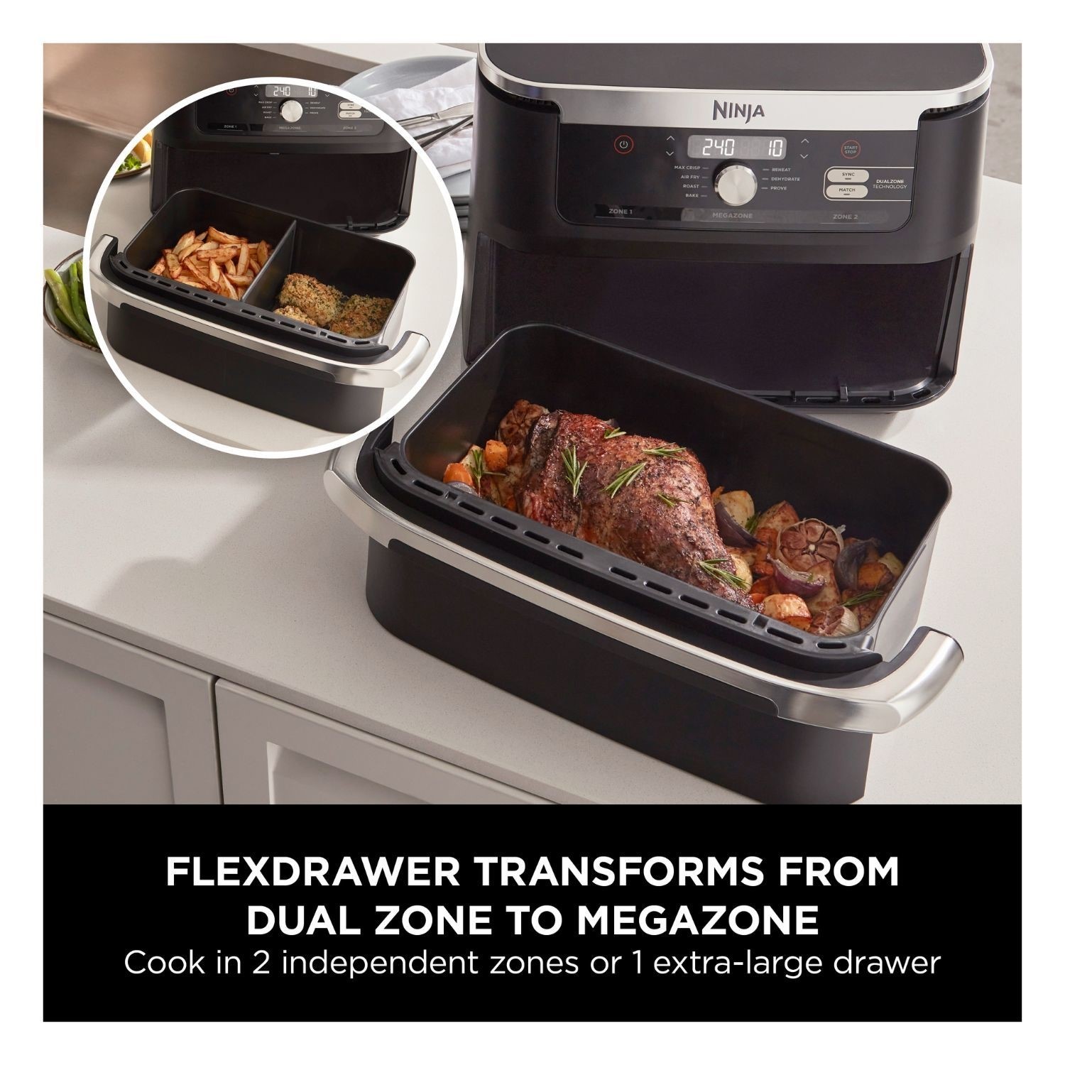 Ninja AF500UK Foodi FlexDrawer 10.4L Dual Air Fryer - Image 3