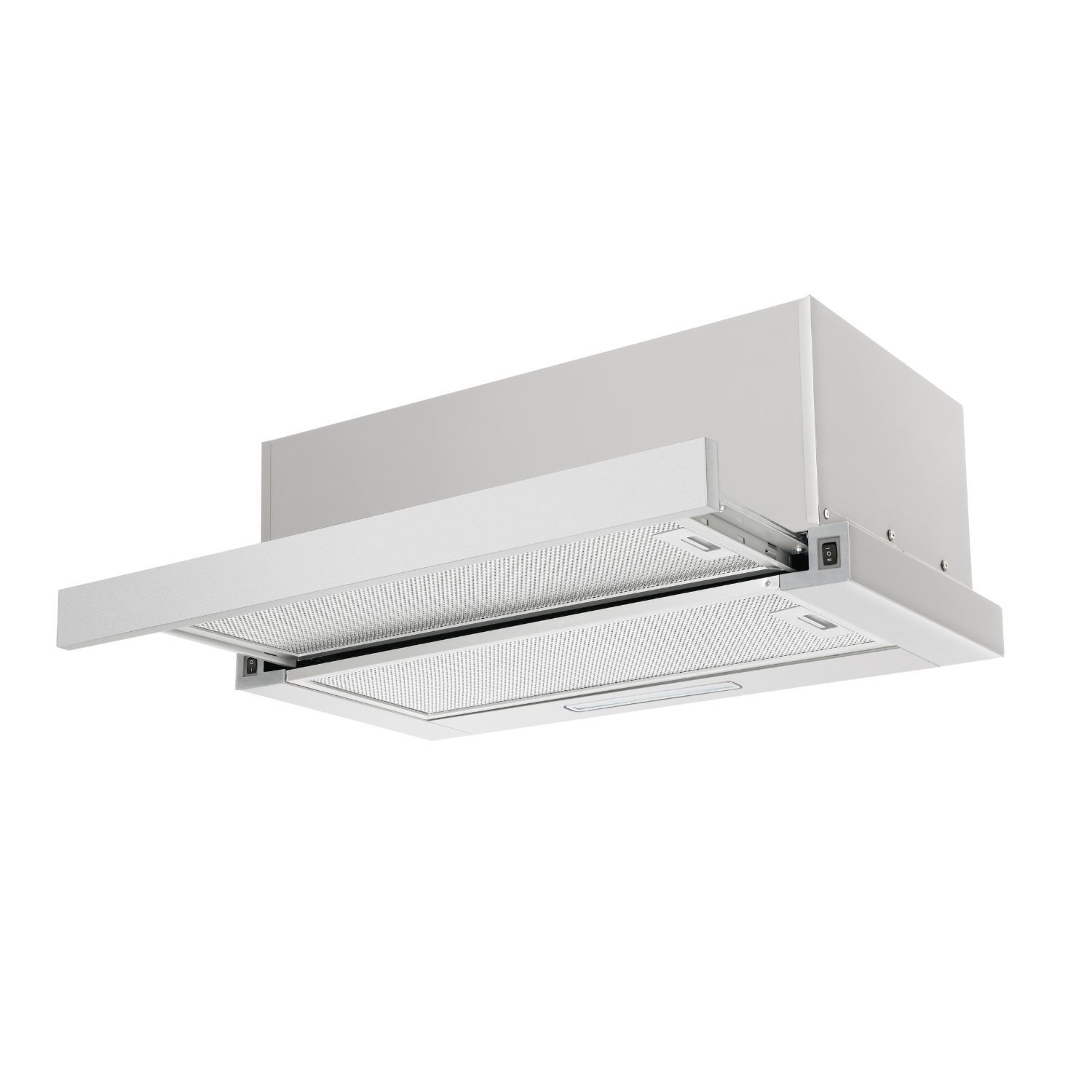 CDA 60cm Telescopic Canopy Cooker Hood - Silver - Image 2