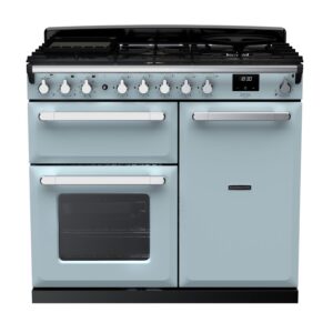 Rangemaster Estel Deluxe 100cm Dual Fuel Range Cooker - Misty Blue + Chrome