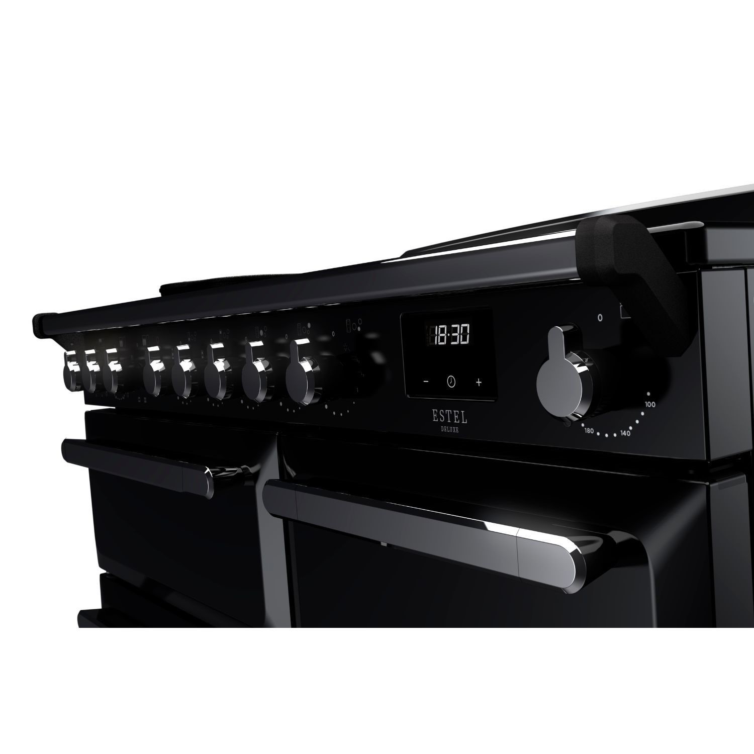 Rangemaster Estel Deluxe 100cm Induction Range Cooker - Gloss Black + Chrome - Image 3