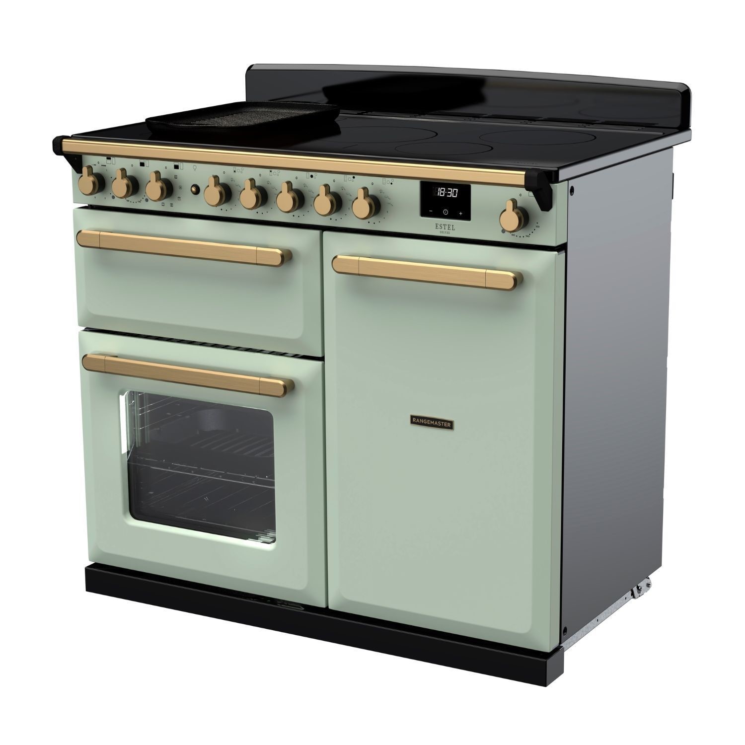 Rangemaster Estel Deluxe 100cm Induction Range Cooker - Mint + Brass - Image 2