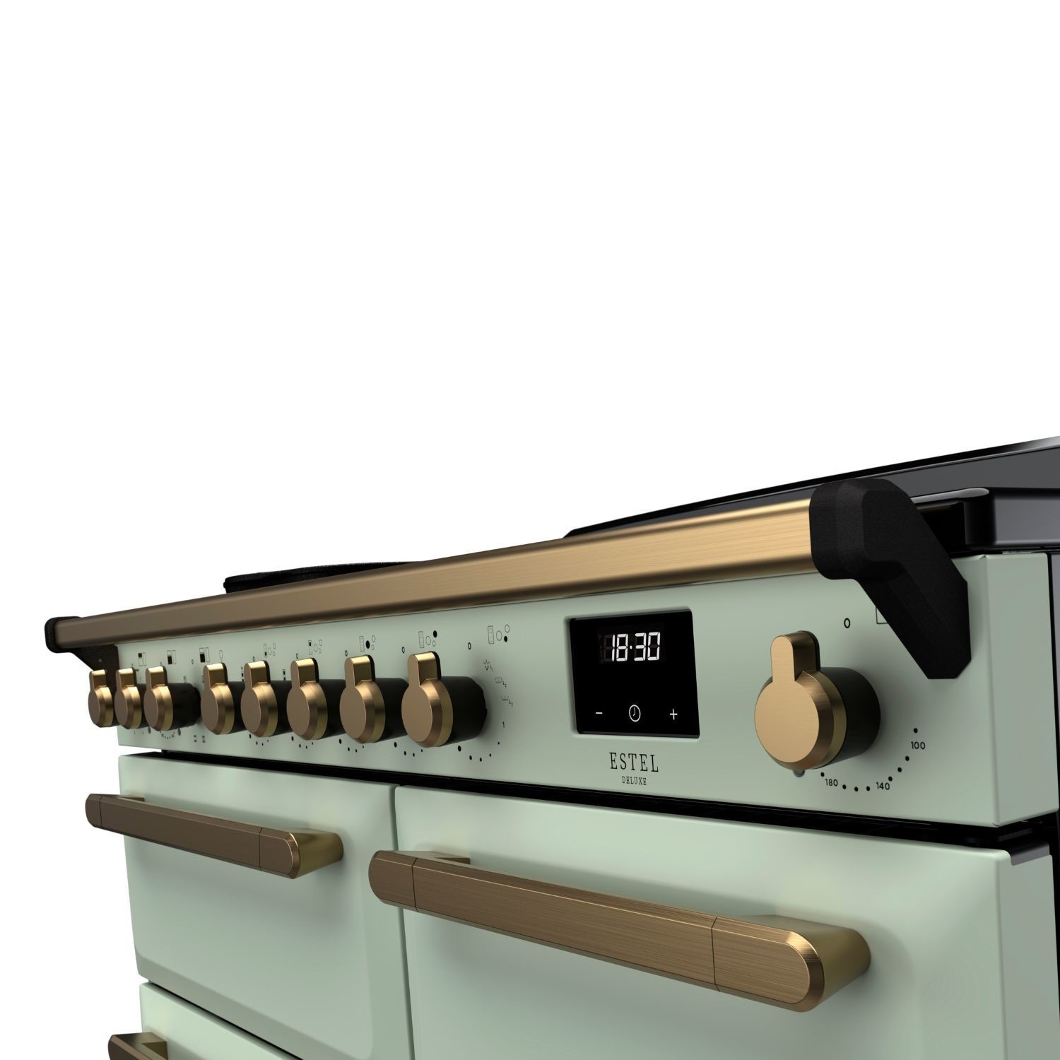 Rangemaster Estel Deluxe 100cm Induction Range Cooker - Mint + Brass - Image 3