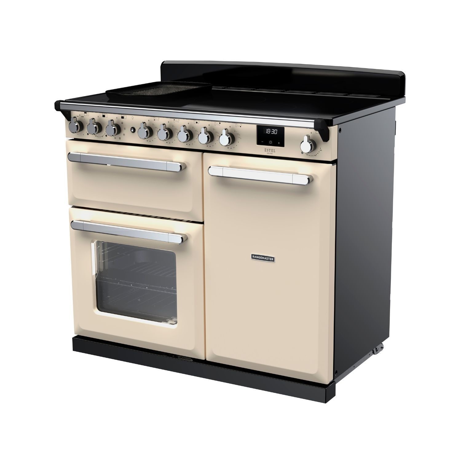 Rangemaster Estel Deluxe 100cm Induction Range Cooker - Pale Cream + Chrome - Image 2