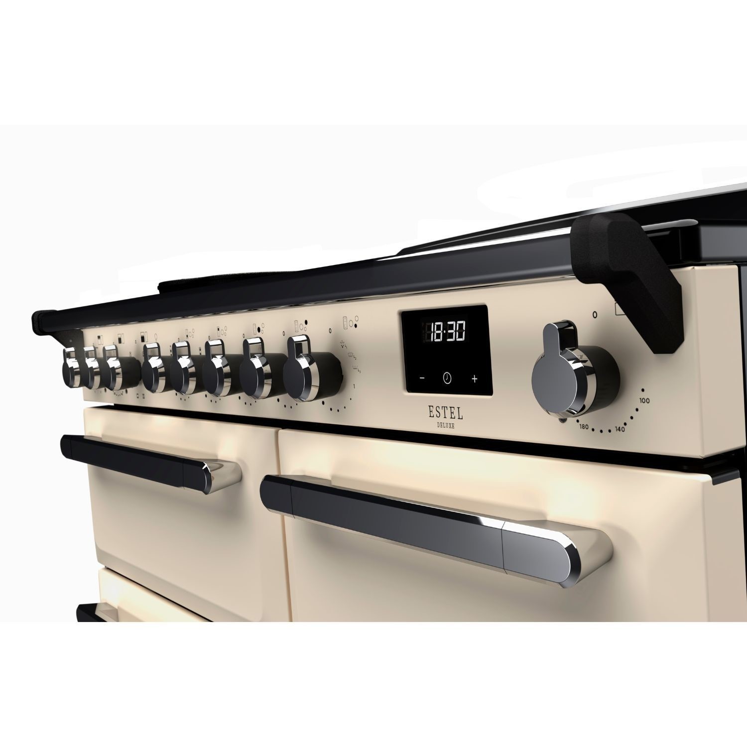 Rangemaster Estel Deluxe 100cm Induction Range Cooker - Pale Cream + Chrome - Image 3