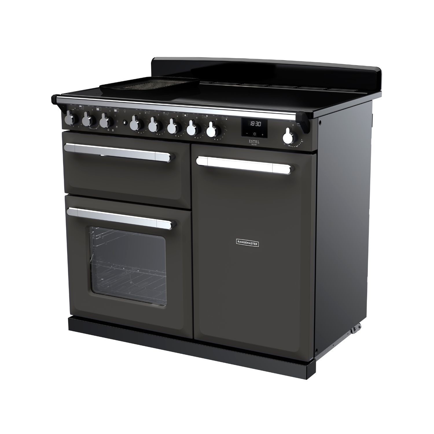 Rangemaster Estel Deluxe 100cm Induction Range Cooker - Slate + Chrome - Image 2