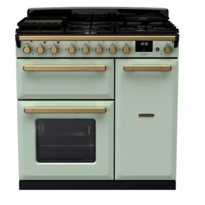 Rangemaster Estel Deluxe 100cm Dual Fuel Range Cooker - Mint + Chrome
