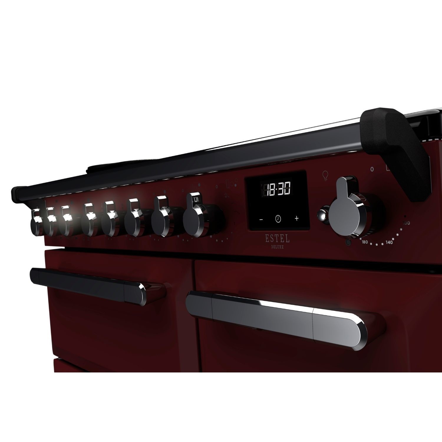 Rangemaster Estel Deluxe 90cm Induction Range Cooker - Bordeaux + Chrome - Image 3