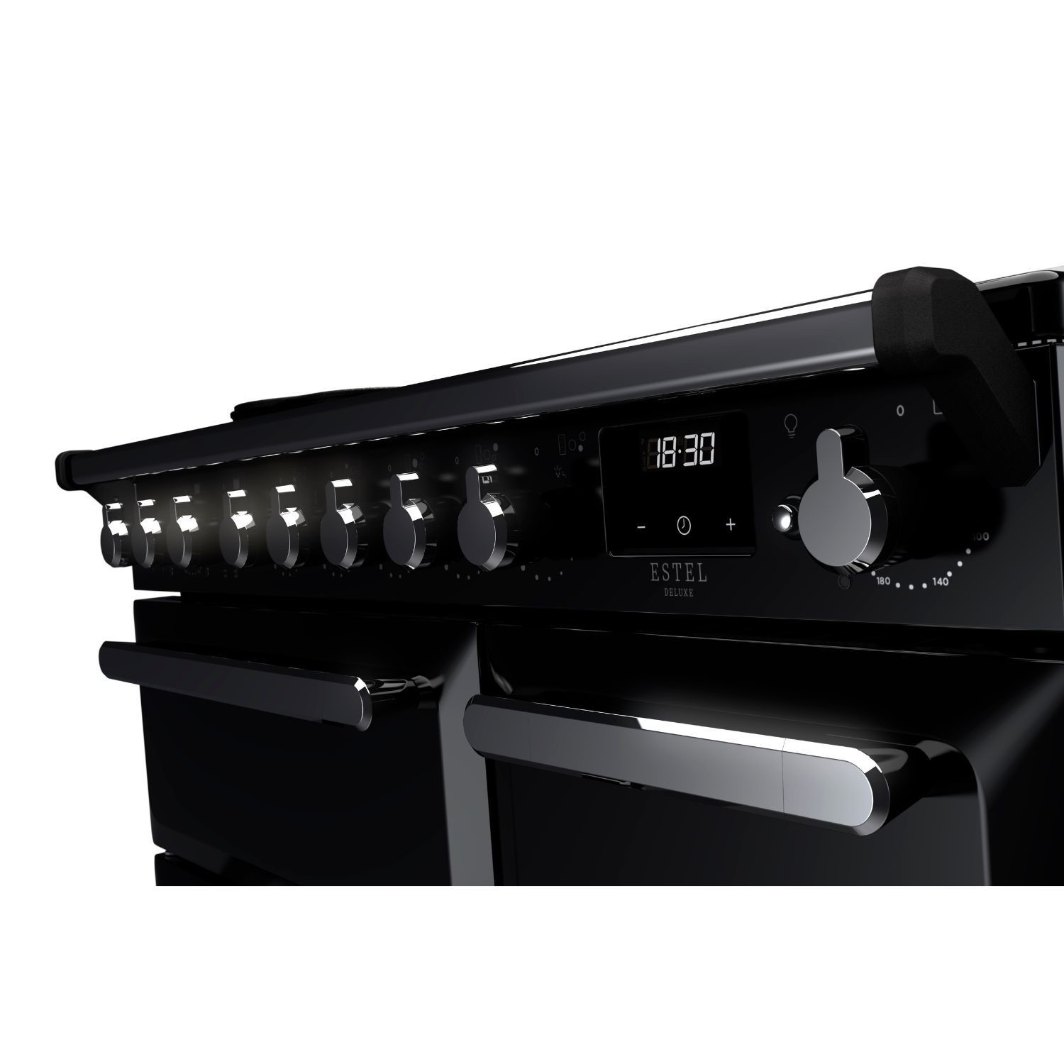 Rangemaster Estel Deluxe 90cm Induction Range Cooker - Gloss Black + Chrome - Image 2