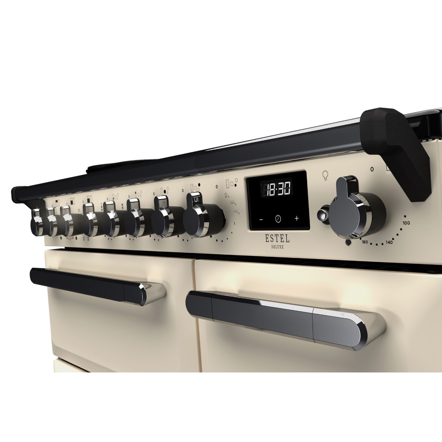 Rangemaster Estel Deluxe 90cm Induction Range Cooker - Pale Cream + Chrome - Image 3