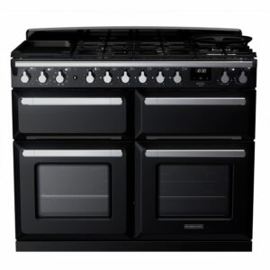 Rangemaster Estel Deluxe 110cm Dual Fuel Range Cooker - Gloss Black + Chrome