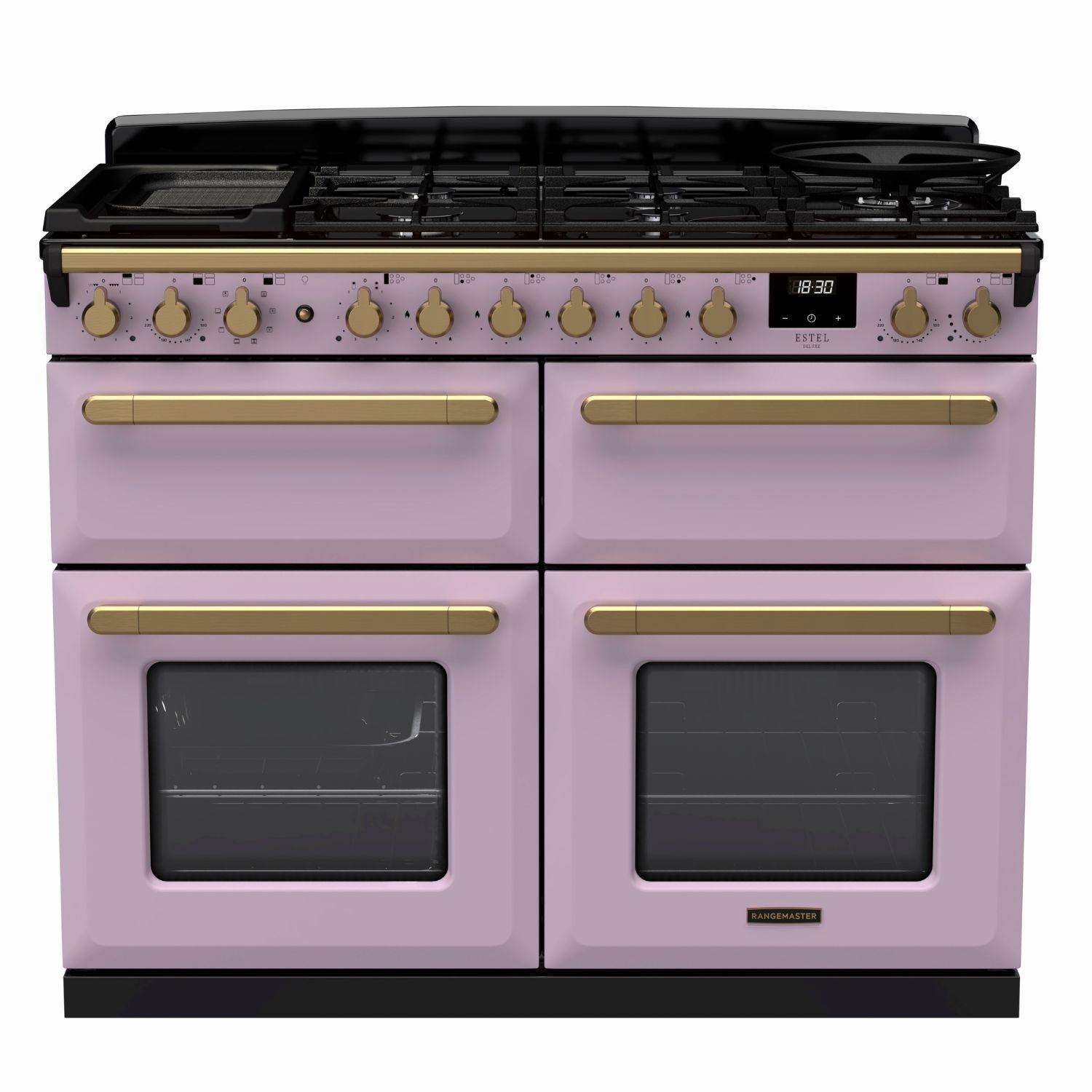Rangemaster Estel Deluxe 110cm Dual Fuel Range Cooker - Heather + Brass