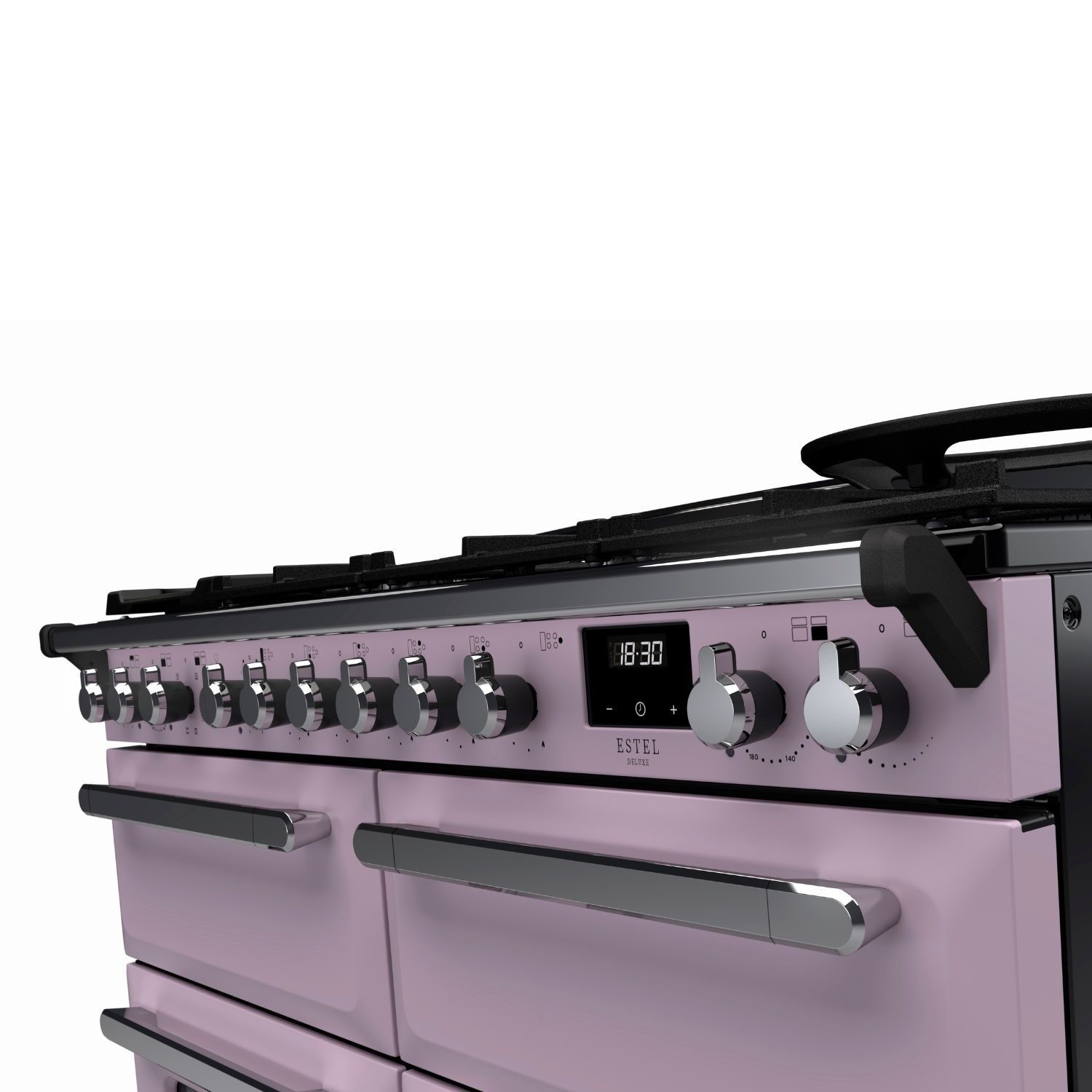 Rangemaster Estel Deluxe 110cm Dual Fuel Range Cooker - Heather + Chrome - Image 2