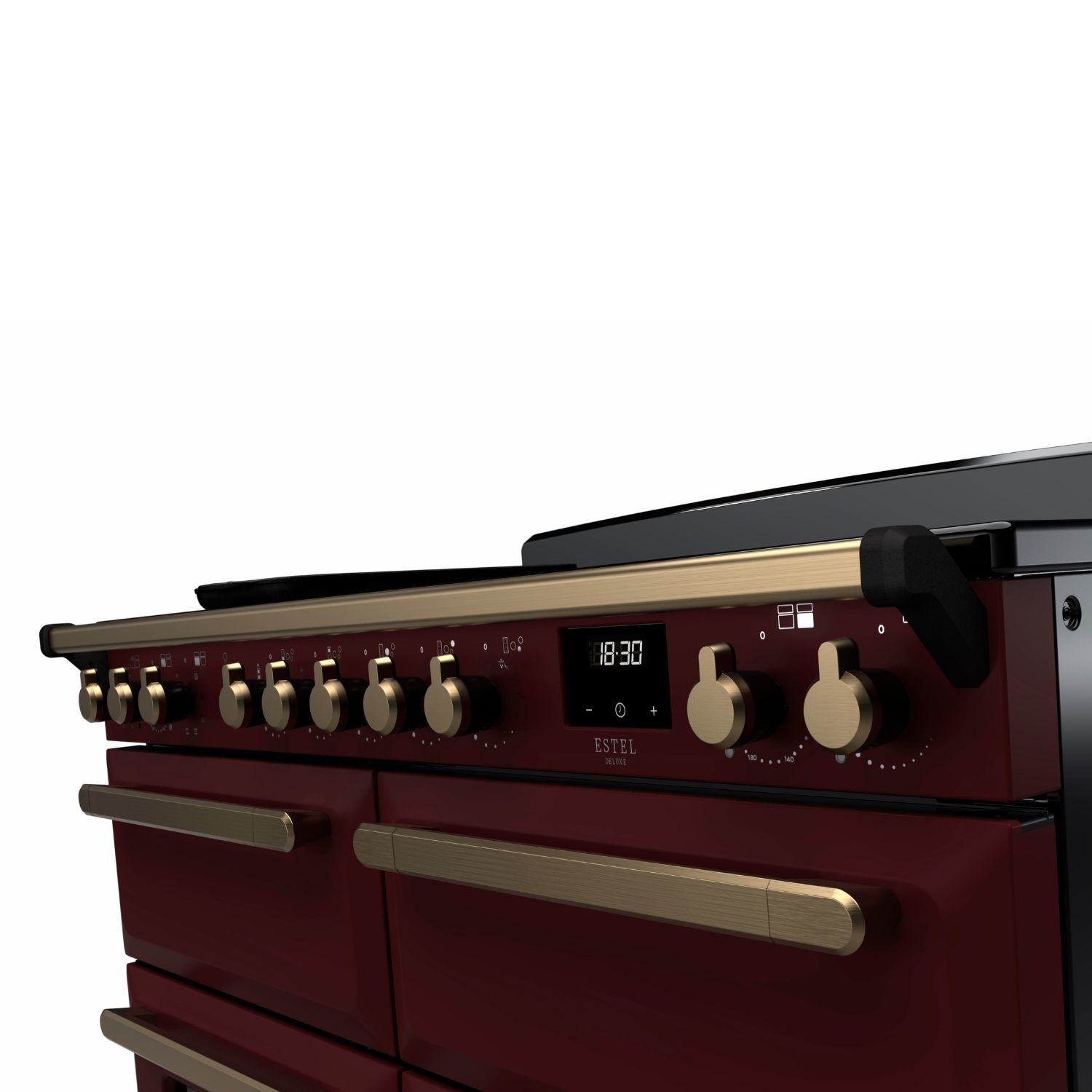 Rangemaster Estel Deluxe 110cm Induction Range Cooker - Bordeaux + Brass - Image 4
