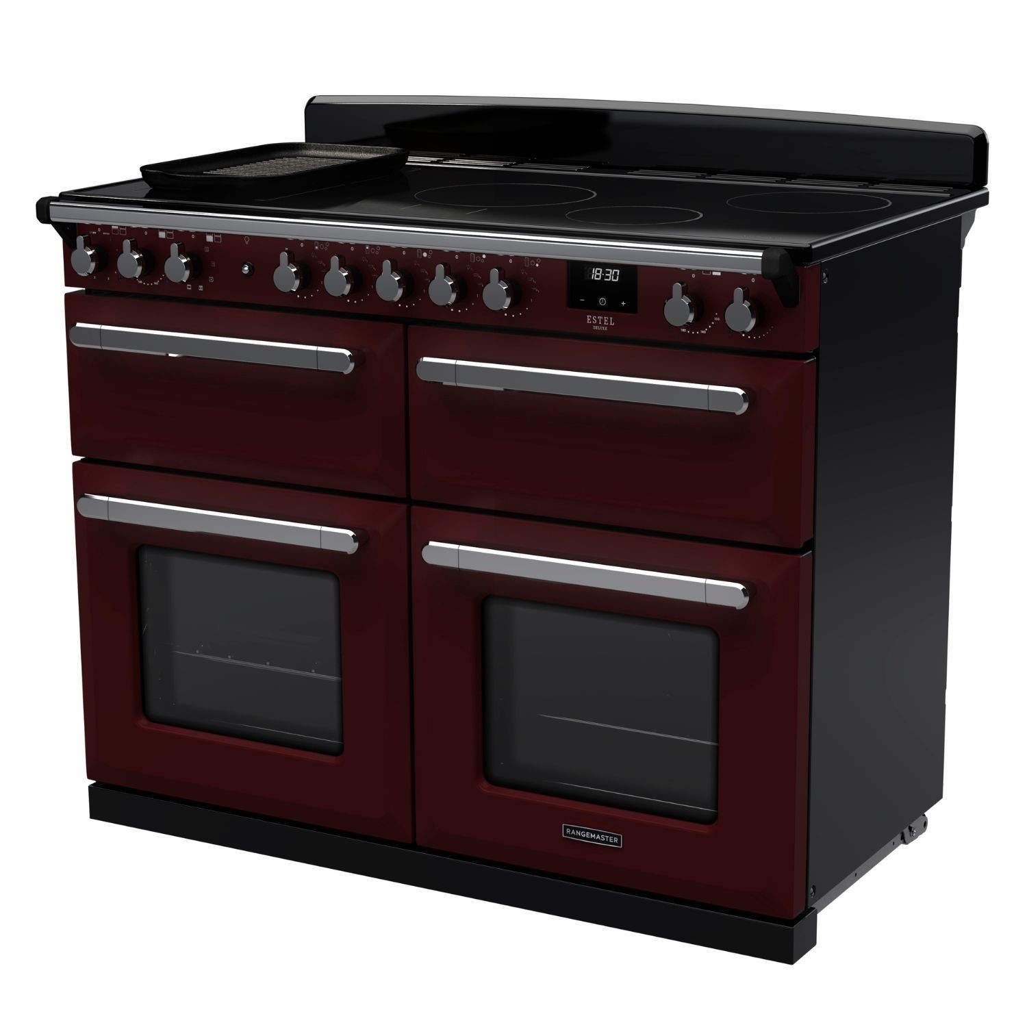 Rangemaster Estel Deluxe 110cm Induction Range Cooker - Bordeaux + Chrome - Image 2